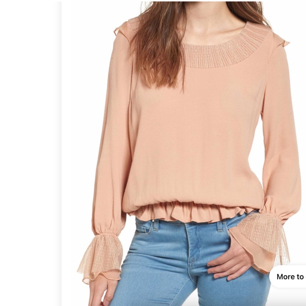 For Love & Lemons Evie Blouse - Champagne Small - tulle gold flower button